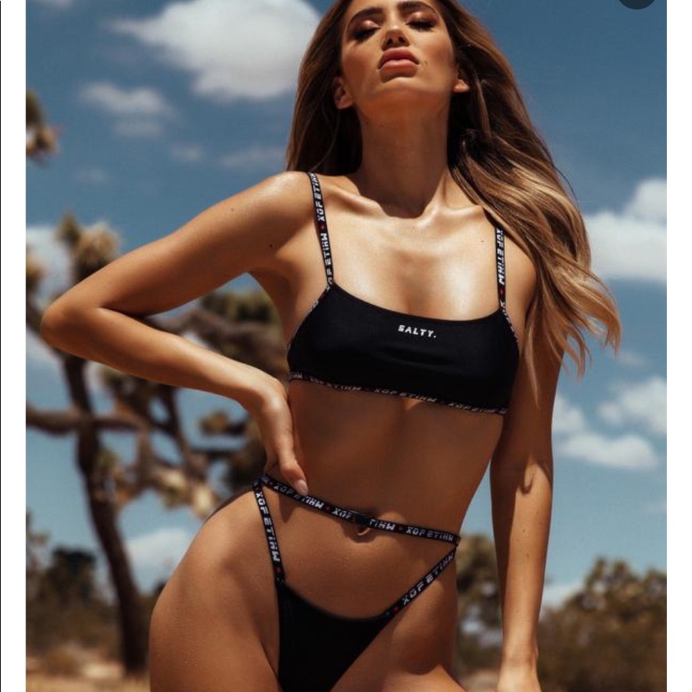 White Fox Soaked Bikini Top Black